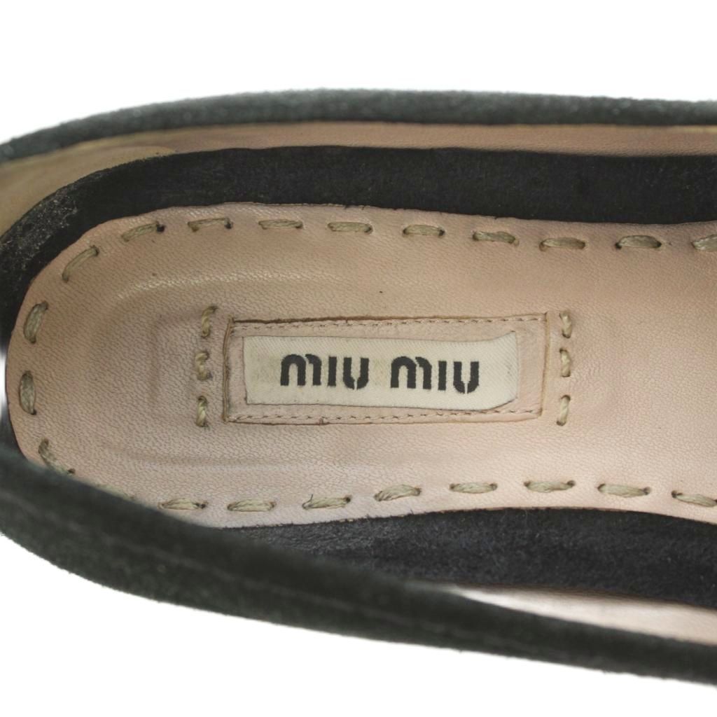 miu miu ブラック スリッポン メタリックトゥ ミュウミュウ miumiu スリッポン メタリックトゥキャップ 36.5 23.5cm