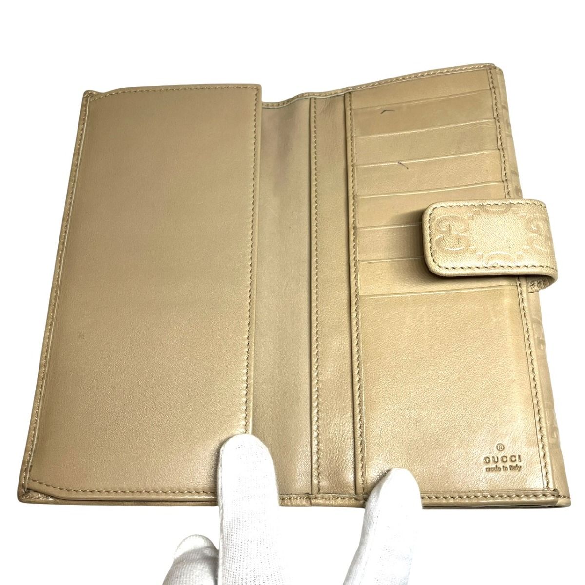 GUCCI 二つ折り財布 ベージュ レザー グッチ GUCCI グッチシマ 二つ折り財布 レザー 162360 レディース