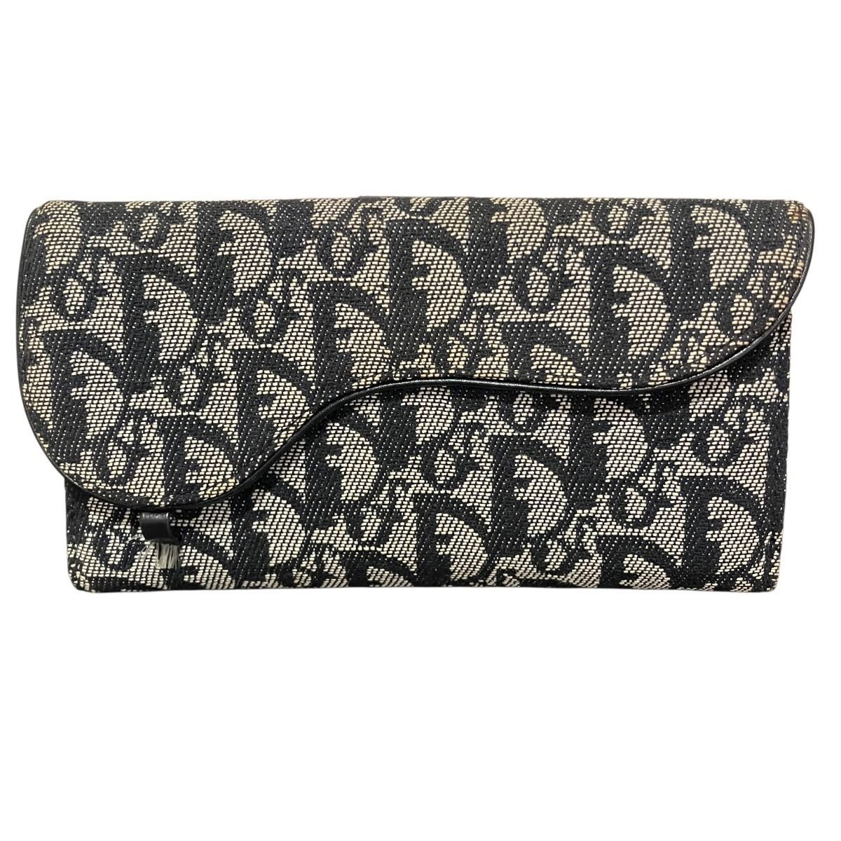 ディオール Dior サドル トロッター 長財布 キャンバス レザー