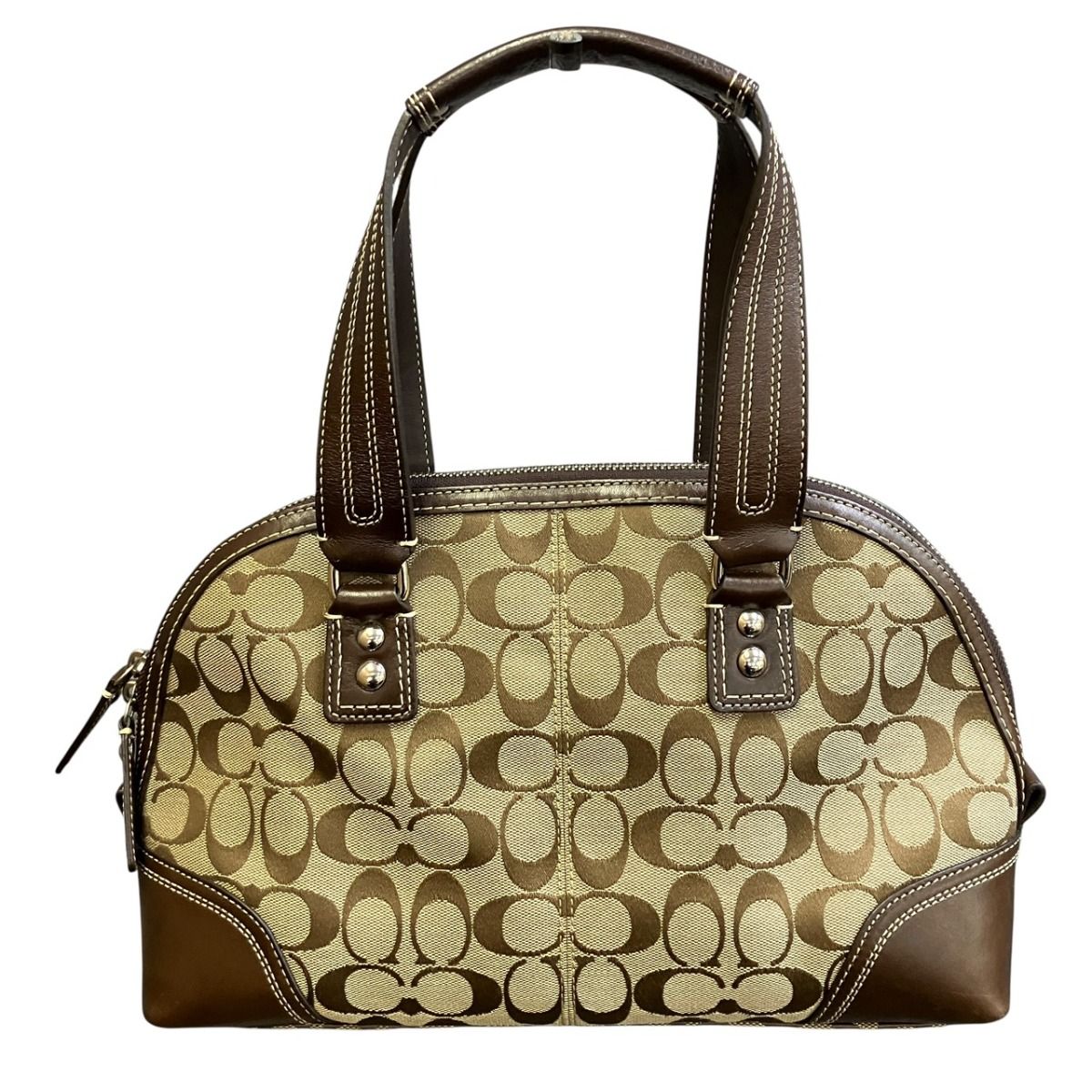 コーチ COACH ジップサッチェル シグネチャー ハンドバッグ キャンバス 