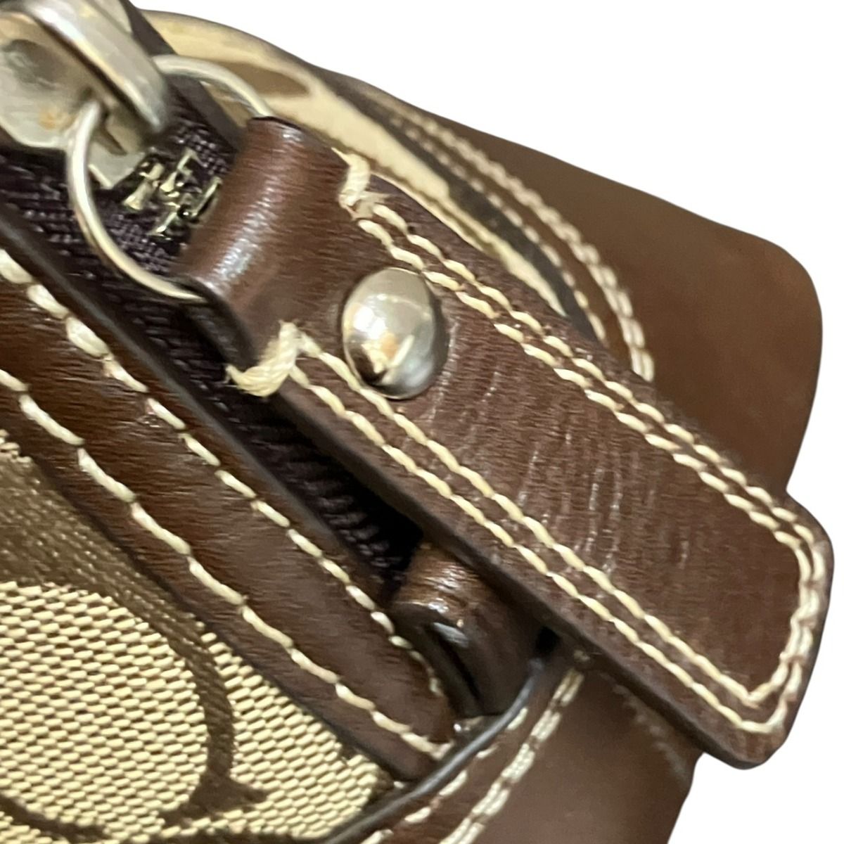 コーチ COACH ジップサッチェル シグネチャー ハンドバッグ キャンバス