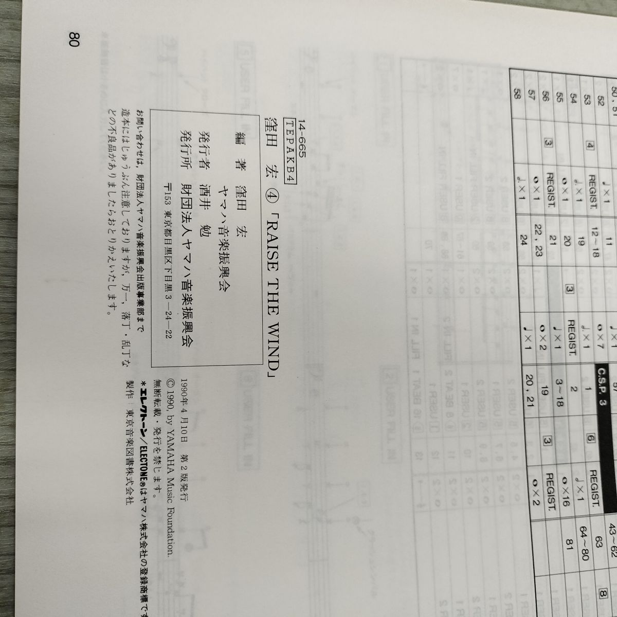 楽譜 エレクトーン パーソナルアルバム 窪田宏4 レイズ・ザ・ウインド