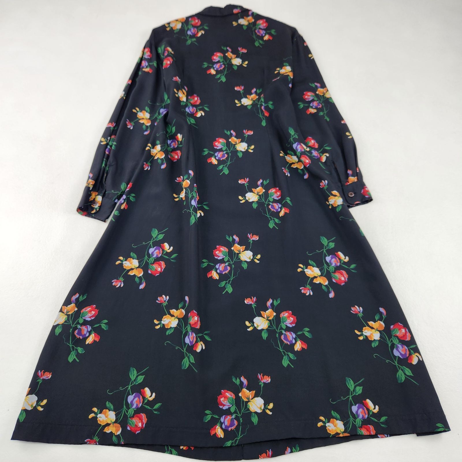 KENZO 長袖ワンピース ケンゾー ロング丈 マキシ 花柄 シャツワンピ vintage 9号 M L相当