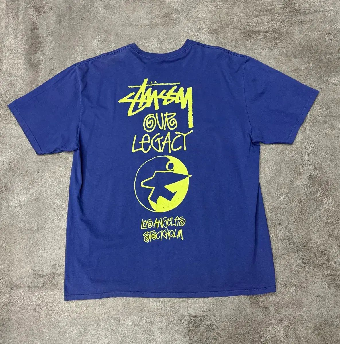 STUSSY Our Legacy バックプリント 半袖 Tシャツ ブルー