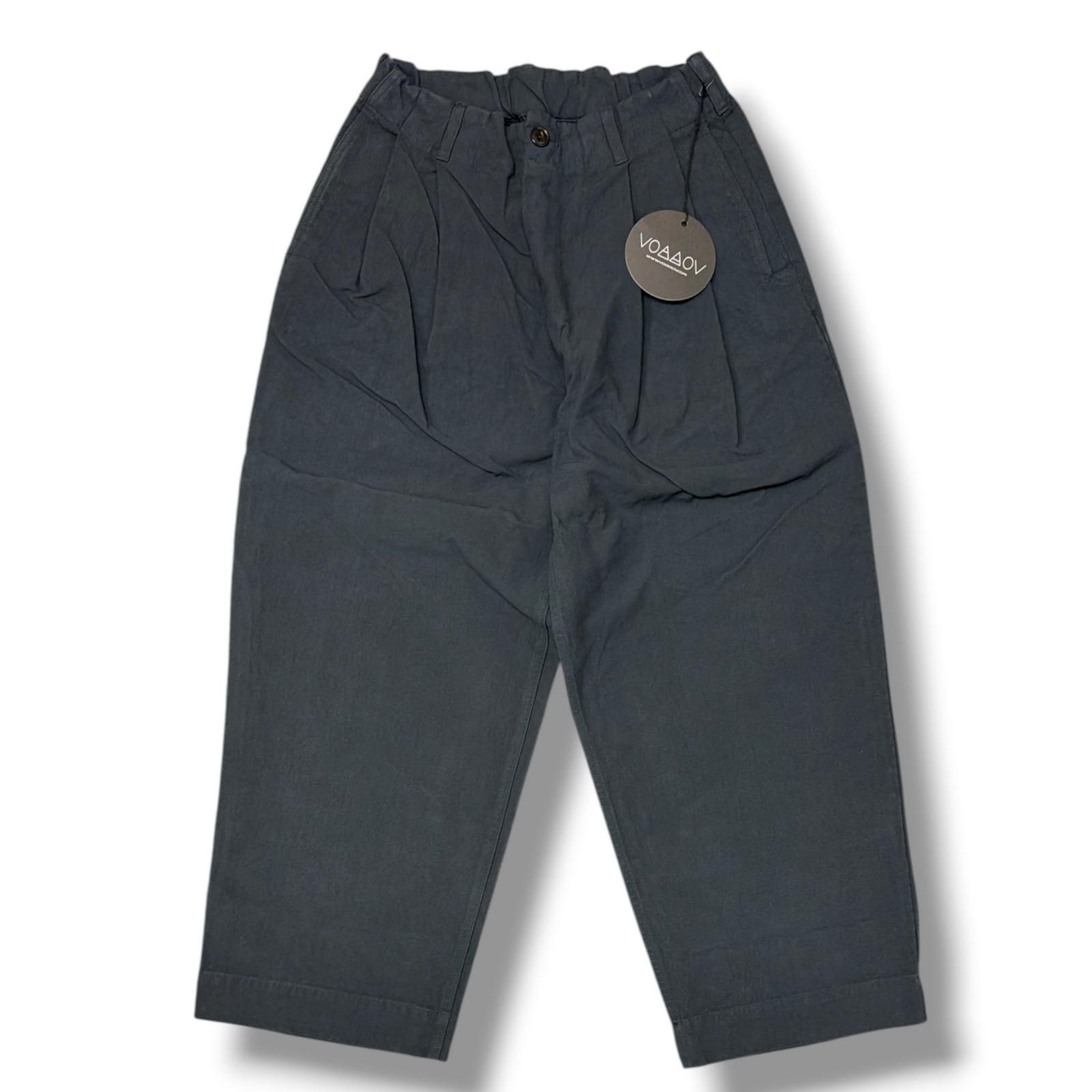 参考上代35200円 未使用 VOAAOV DOUBLE FACE GARMENT DYE Tuck Wide Pants ワイドパンツ ヴォアーブ VOPT-O24 ネイビー 1 （18053M）