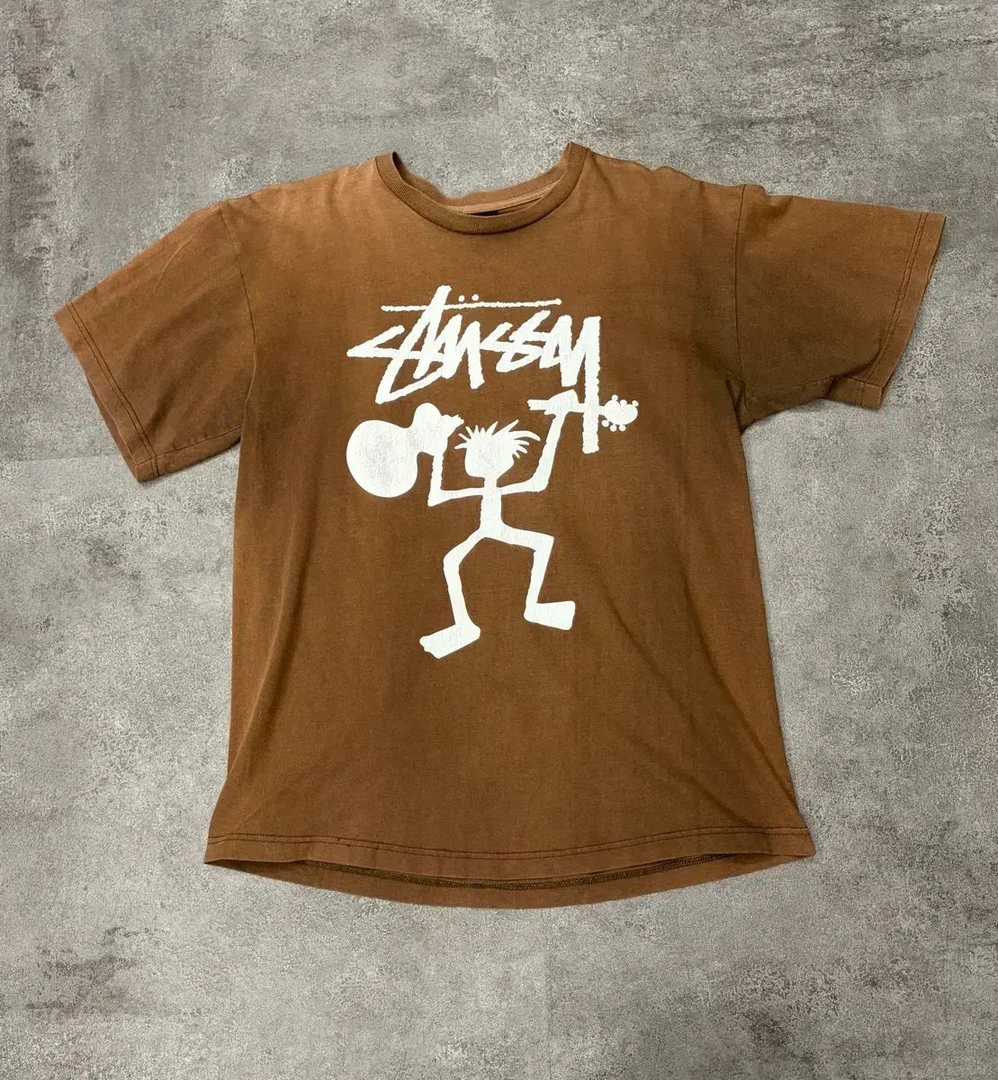00s STU SaTurday of Us STUSSY トライブマン ビックロゴ グラフィック 半袖 Tシャツ ブラウン