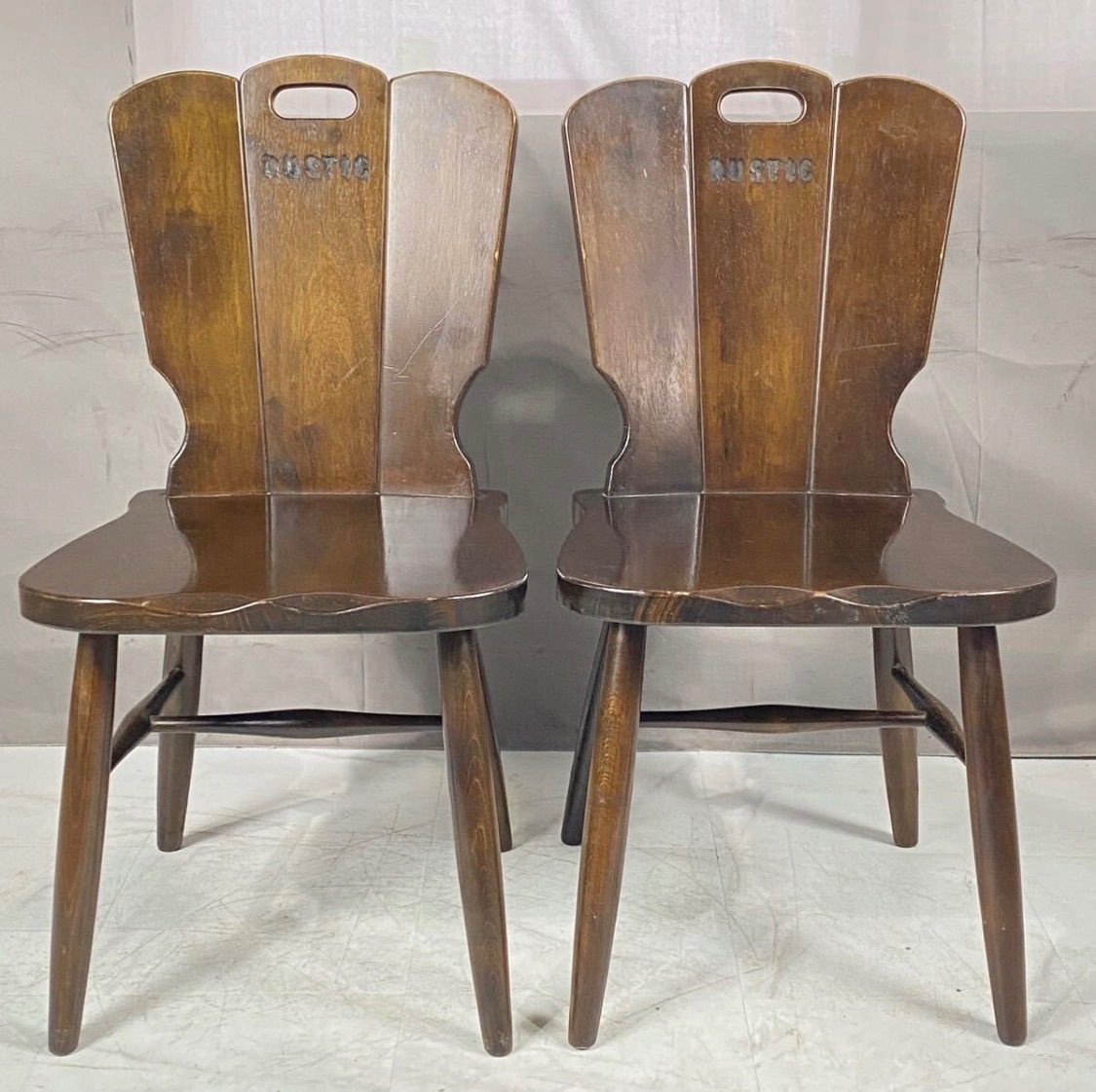 E② Karimoku カリモク RUSTIC ルスティック ダイニングチェア 2脚 ペア 木製 チェア 椅子 イス 食卓椅子 家具 カントリー調