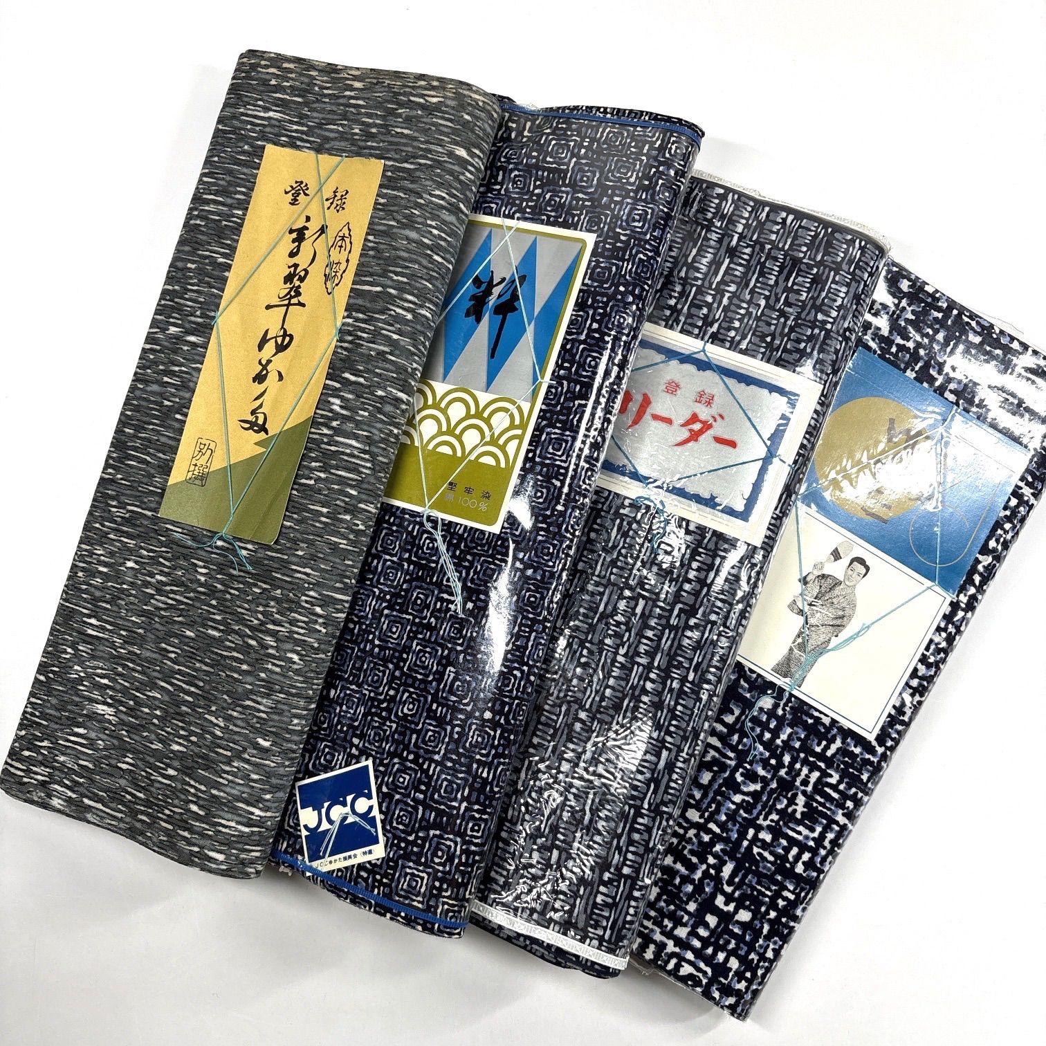 浴衣 反物 4本セット 綿 まとめ売り【7211】同梱購入歓迎 リメイク用