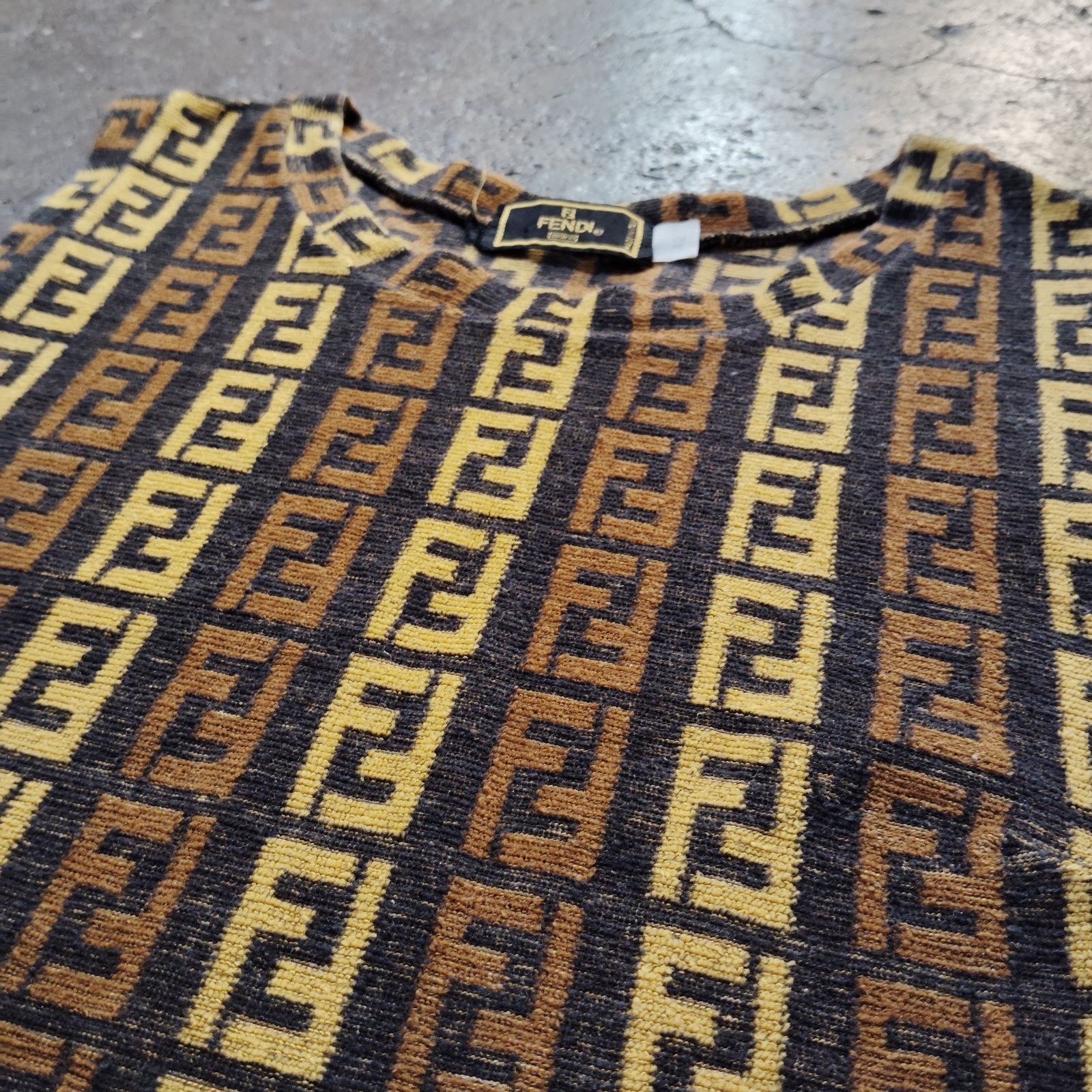 FENDI ズッカ柄パイルワンピース ノースリーブ フェンディ イタリア製