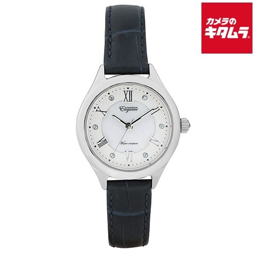 【新品】GRANDEUR ELEGANCE レディース腕時計 ESL060W1 牛革型押しバンドMOPウォッチ