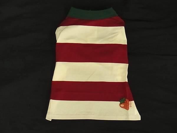■新品■未使用■ GUCCI グッチ 695744 コットン100% ボーダー ドッグウェア ペット服 ペット用 犬用 表記サイズ L レッド系 BR2713