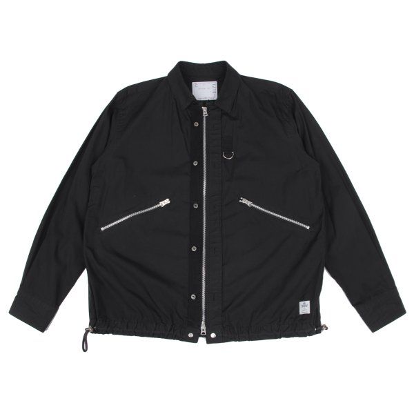 サカイsacai Thomas Mason コットンジップデザインシャツ 黒1