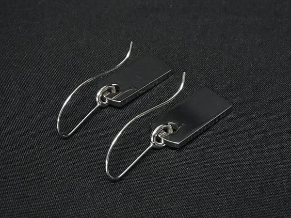 ■新品同様■ ChristianDior クリスチャンディオール ラインストーン プレート フック式 ピアス アクセサリー シルバー系 GB4948