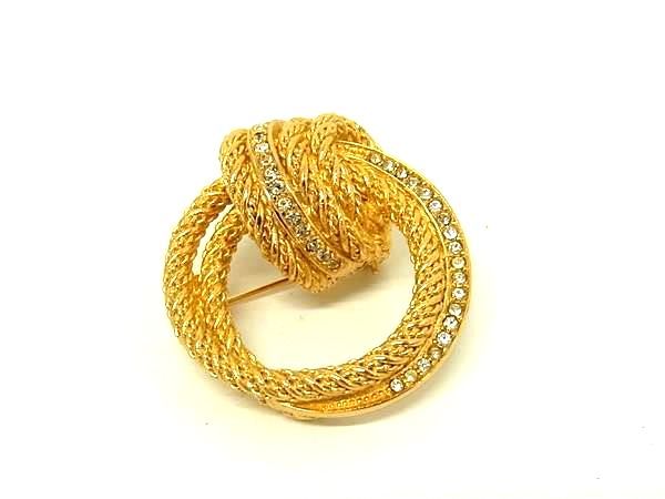■新品同様■ ChristianDior クリスチャンディオール ヴィンテージ ピンブローチ ピンバッジ アクセサリー ゴールド系 BU0521