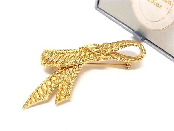 ■新品同様■ ChristianDior ディオール ヴィンテージ ピンブローチ ピンバッジ アクセサリー レディース ゴールド系 FX9278