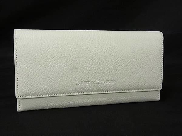 ■新品同様■ BURBERRY バーバリー レザー 二つ折り 長財布 ウォレット 小銭入れ 札入れ レディース メンズ アイボリー系 HB2116