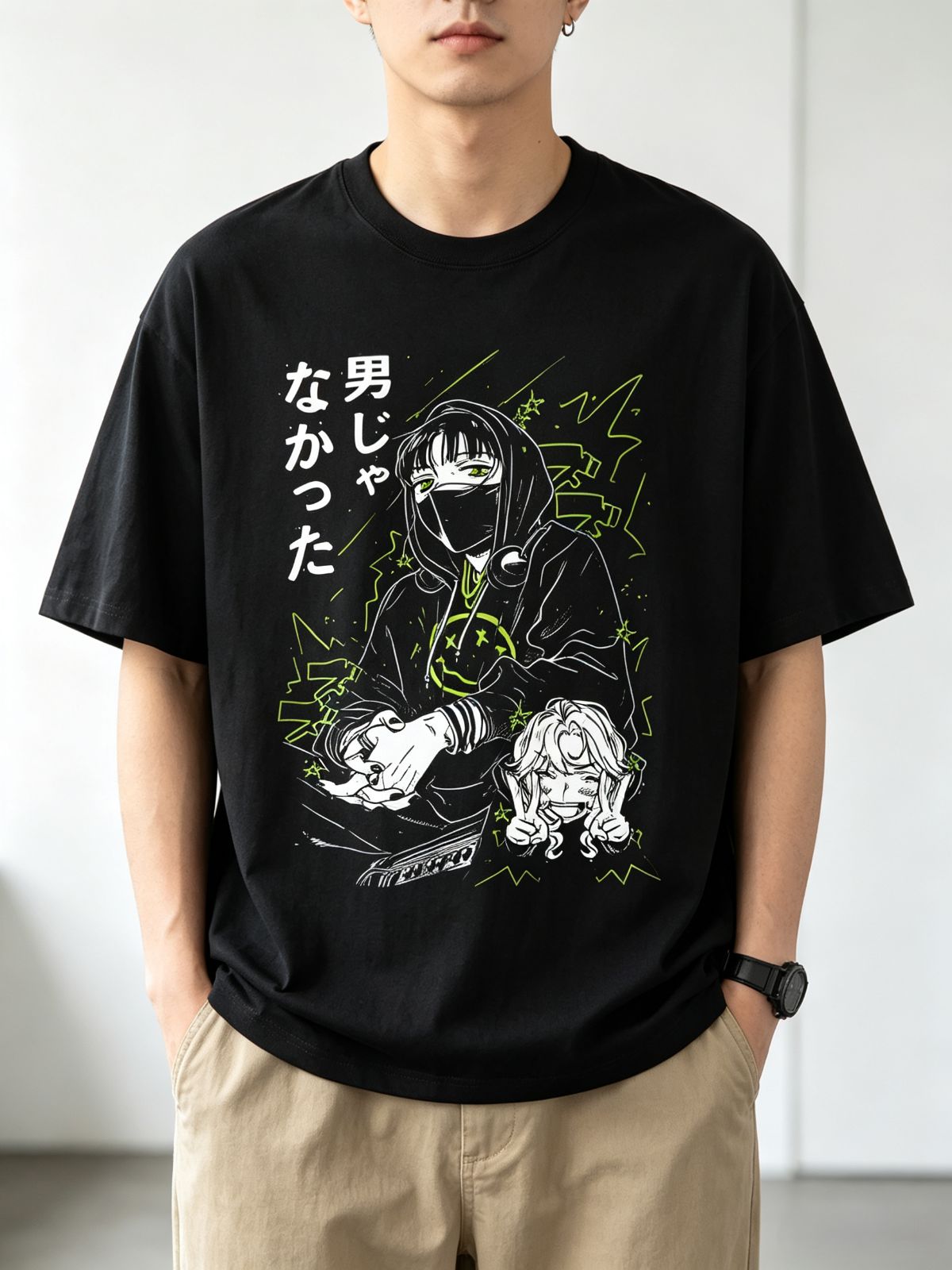 気になっている人が男じゃなかった Tシャツ 送料無料 新品 半袖Tシャツ「男じゃなかった」マスク女子イラスト