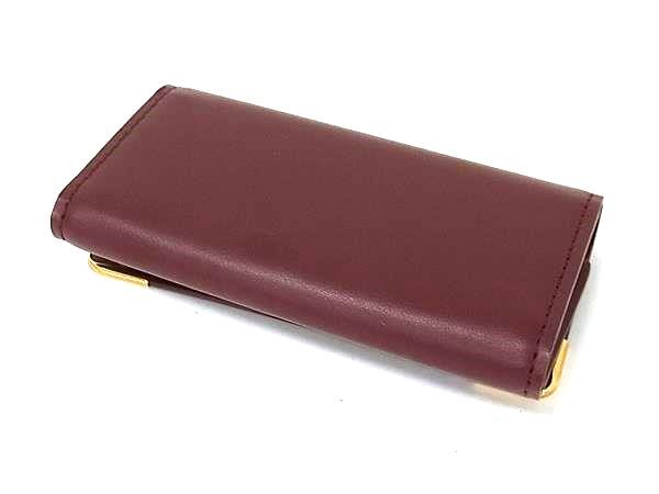 Cartier カルティエ 4連 マストライン キーケース レザー ボルドー □美品□ Cartier カルティエ マストライン レザー 4連 キーケース 鍵