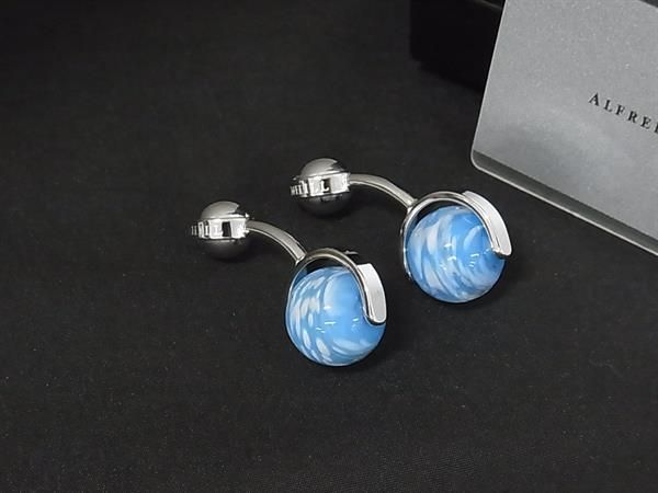 ■新品同様■ dunhill ダンヒル カフリンクス カフスボタン アクセサリー ビジネス 紳士 メンズ ブルー系×シルバー系 FQ9705