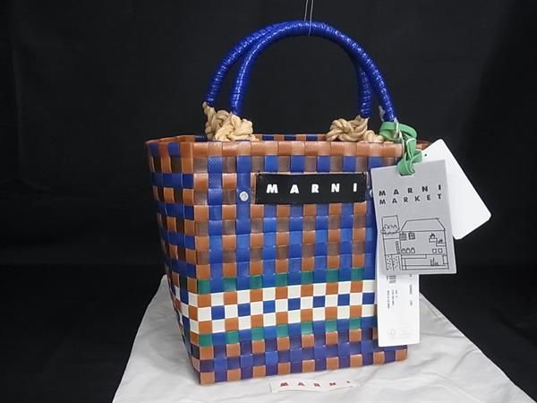 ■美品■ MARNI マルニ マルニマーケット ナイロン トートバッグ ハンドバッグ ブラウン系×マルチカラー FZ3718 17,745円
