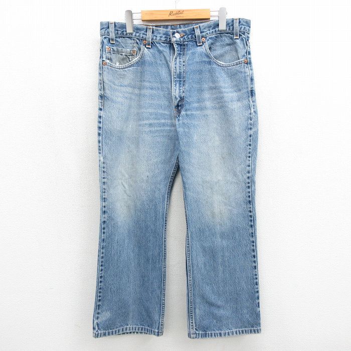 W34/古着 ジーンズ Levis リーバイス 517 メンズ 90年代 90s ブーツカット ヒゲ USA製 ネイビー デニム【spe】 26jul01