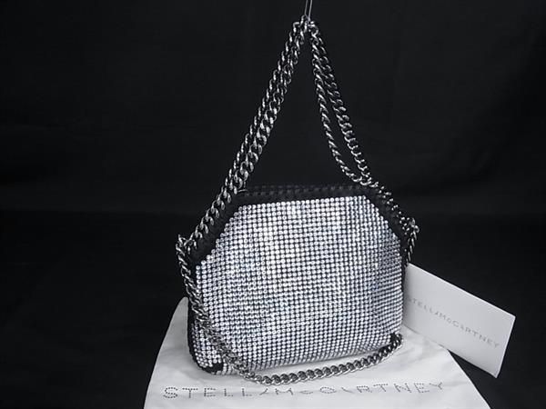 ■新品同様■ STELLA McCARTNEY ステラ マッカートニー ファラベラ クリスタル サテン ミニ ショルダーバッグ シルバー系 FZ4542