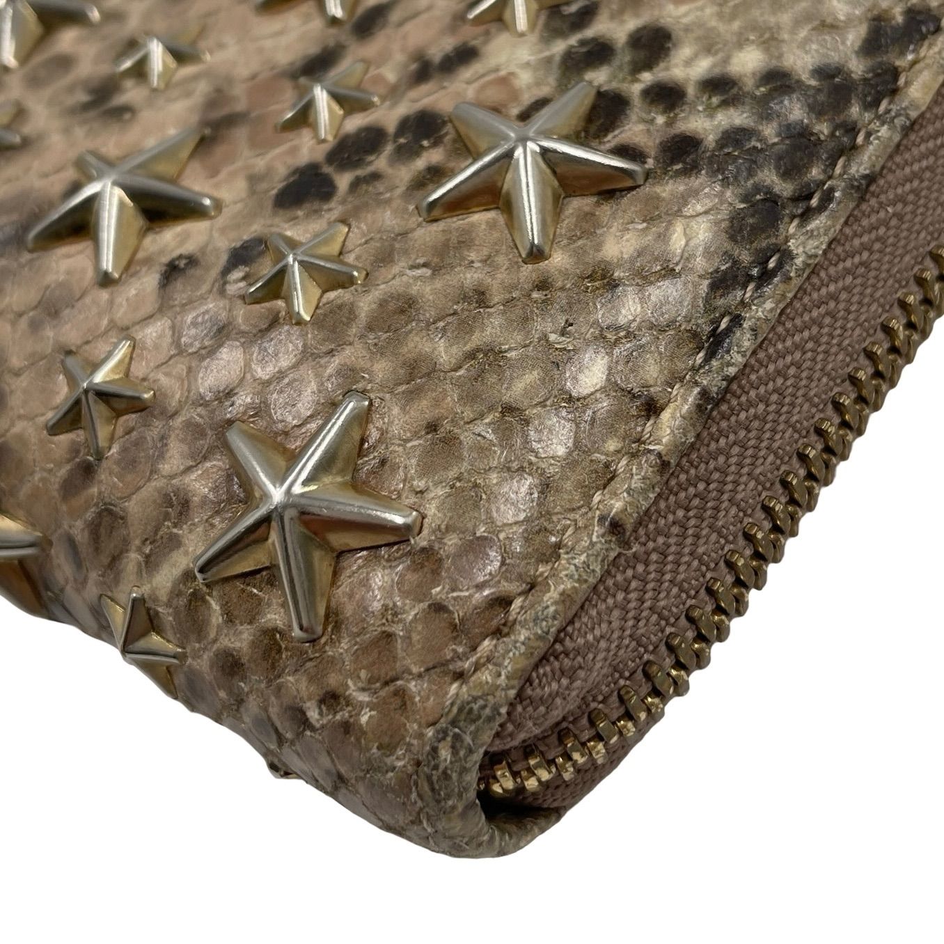 JIMMY CHOO ジミーチュウ パイソン スタースタッズ ラウンドファスナー