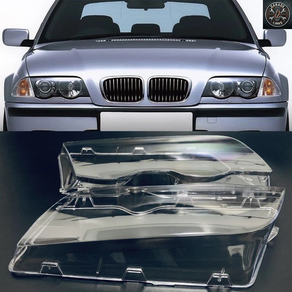 BMW E46 4ドア 3シリーズ 1998 1999 2000 2001用 ヘッドライトレンズカバー クリア カーランプシェル 透明ランプシェード 1ペア
