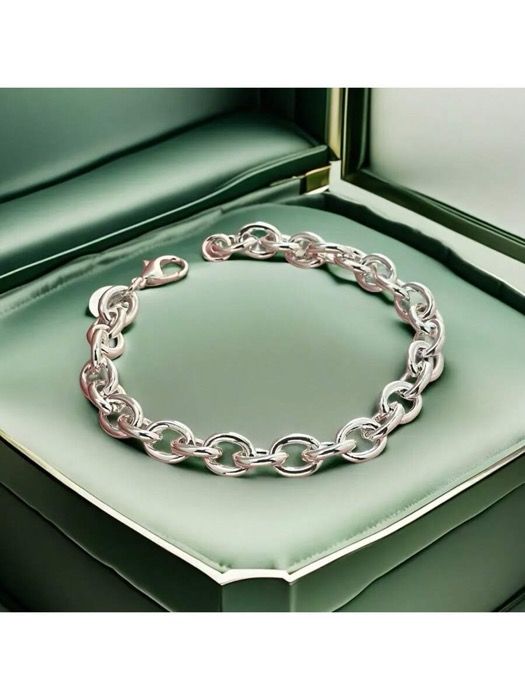 ジュエリー レディース ブレスレット チェーンブレスレット 1個 スターリングシルバーラウンドバックルブレスレット、バレンタインデーや母の日の贈り物に最適