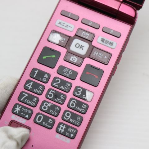 良品中古 かんたんケータイ ライト KYF43 ワインレッド スマホ 白ロム