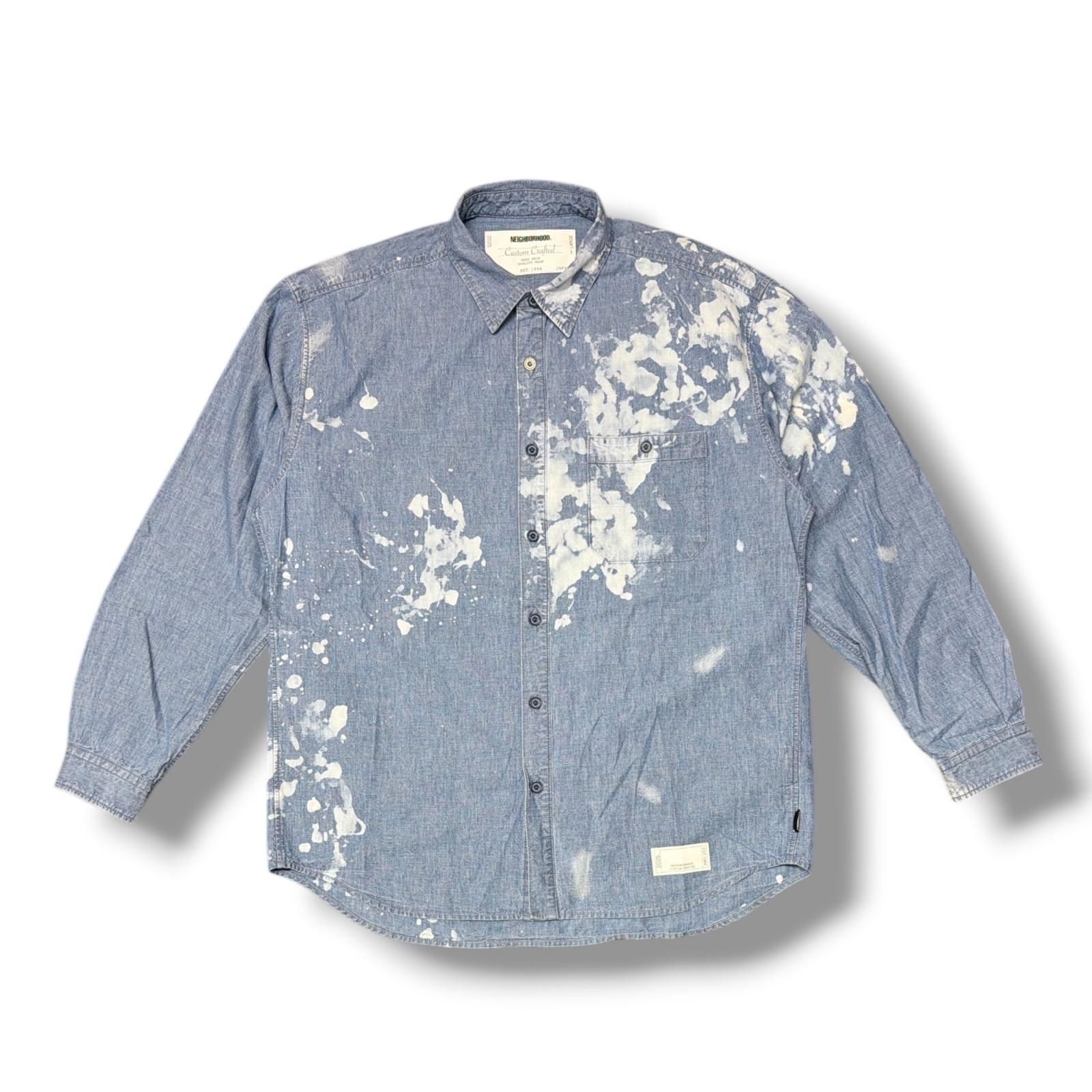 参考上代41800円 NEIGHBORHOOD 25AW GARMENT BLEACH CHAMBRAY SHIRT LS ガーメントブリーチシャンブレーシャツ 長袖シャツ ネイバーフッド 252ARNH-SHM02 インディゴ L （19268M） 参考上代41800円 NEIGHBORHOOD 25AW GARMENT BLEACH CHAMBRAY SHIRT LS