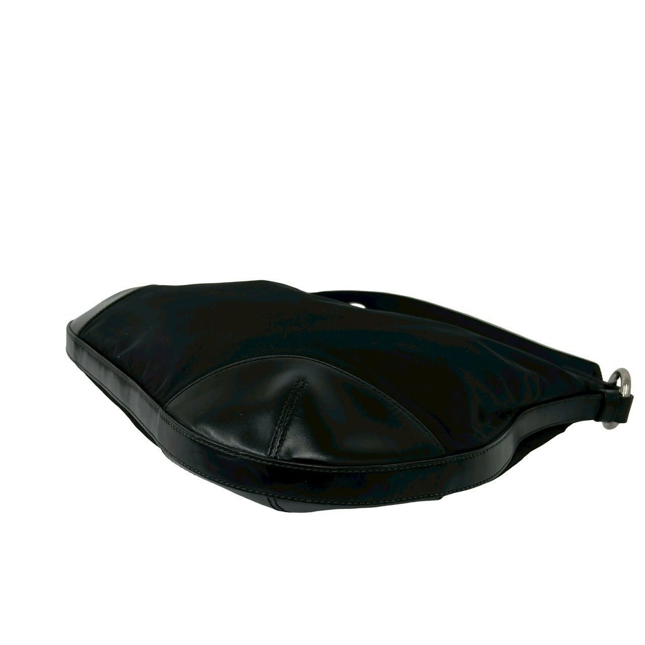 極 美品 PRADA プラダ 三角ロゴ プレート 金具 ナイロン レザー 本革