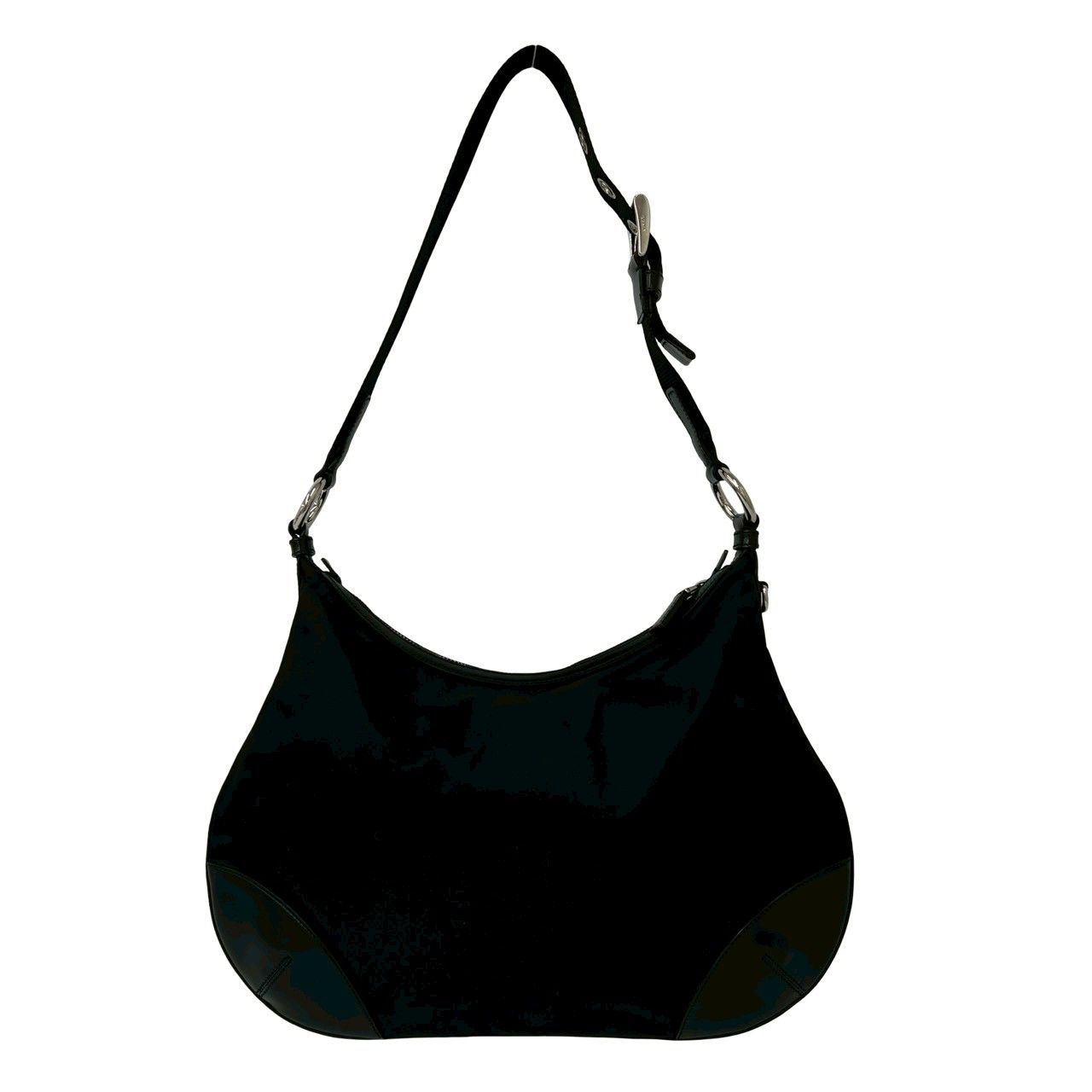 極 美品 PRADA プラダ 三角ロゴ プレート 金具 ナイロン レザー 本革