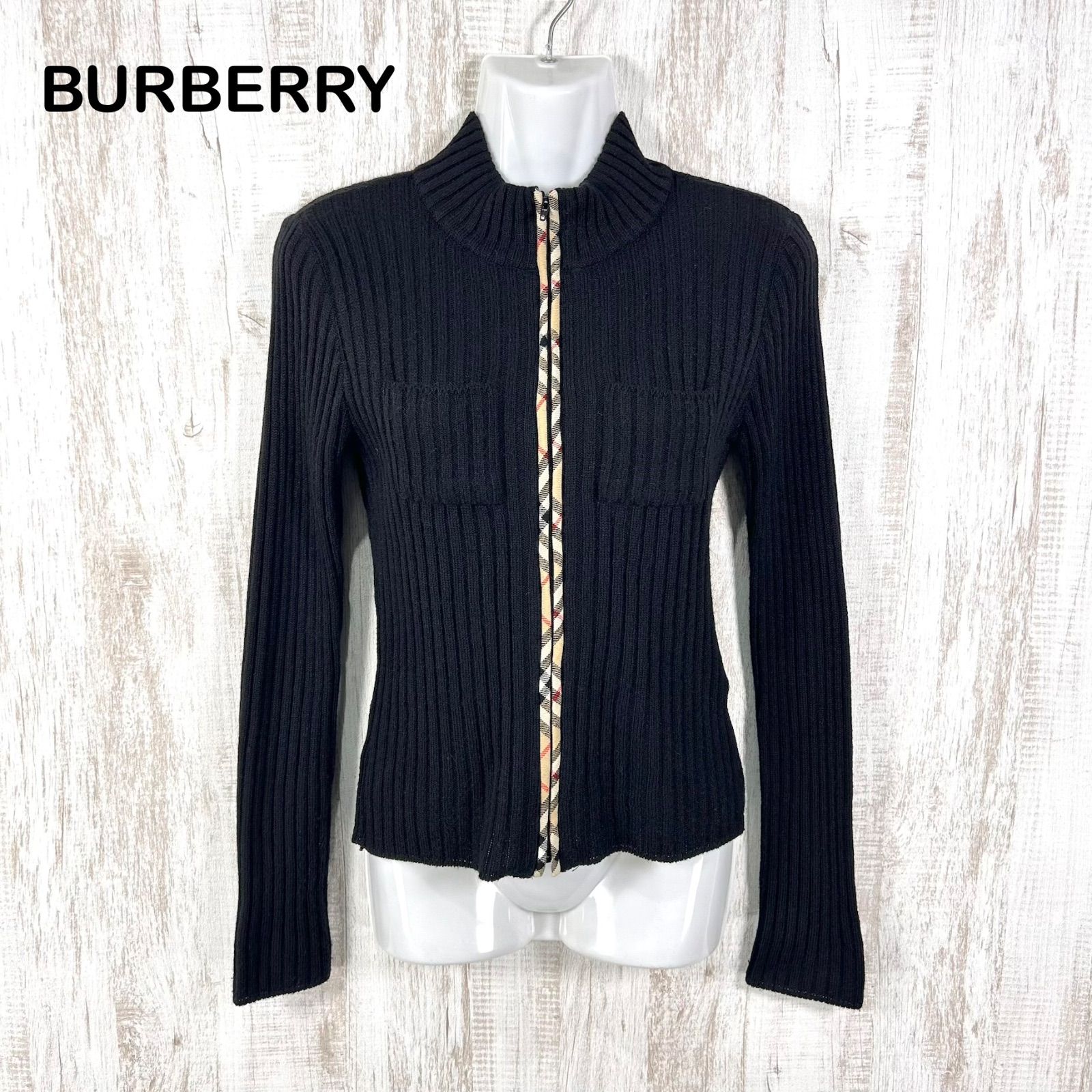 【美品✨】バーバリーロンドン　4 ニットカーディガン　ノバチェック　リブニット 90s BURBERRY BLUE LABEL バーバリーブルーレーベル ノバチェック