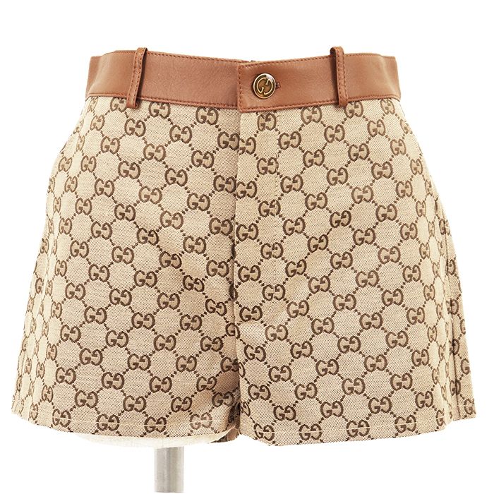 【美品】GUCCI GGボタン センタープレス ストレートショーツ 未使用】GUCCI グッチ パンツ サイズ 38 レディース ショーツ GG