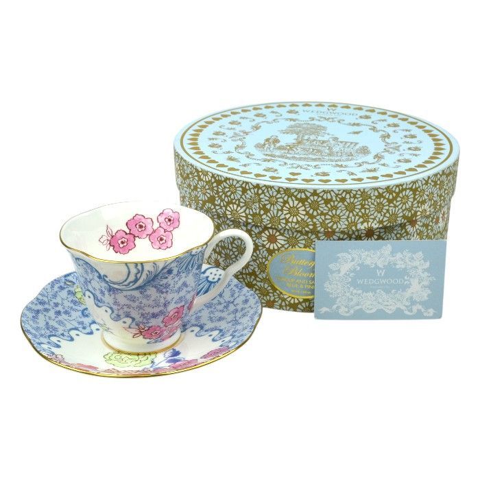 WEDGWOOD ウェッジウッド バタフライブルーム ティーカップ＆ソーサー 箱付き 食器 飾り インテリア