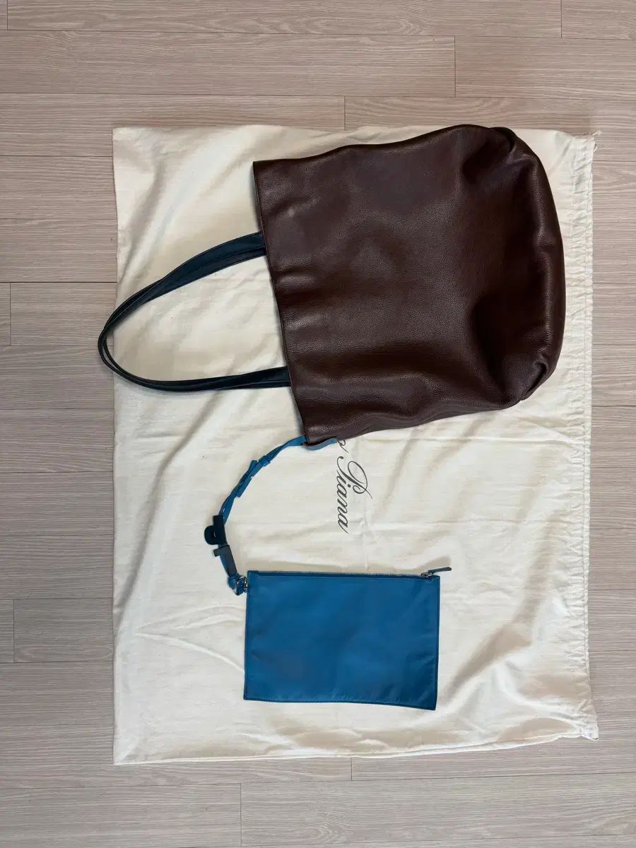 ロロ・ピアーナ ショッパーバッグ トートバッグ ブラウン (正規品 ダストバッグ 含む) + ポーチ