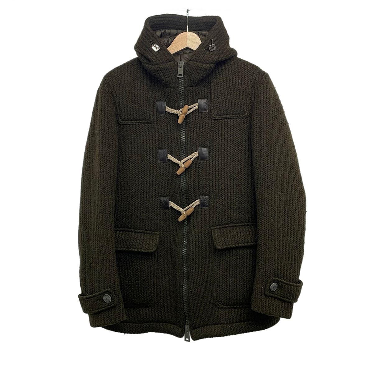 HERNO ヘルノ ストライプ ダッフルコート ブラウン ダッフル 46 HERNO(ヘルノ) ダッフルコート サイズ46 L レディース ダークグリーン