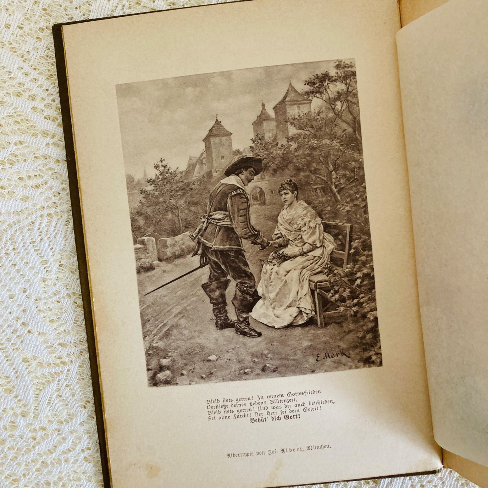 1894年　詩選集　ヴェレーナ・ソフィー　アンティーク　洋書　ドイツ　古書 美しい花装丁のアンティーク詩選集 1910年頃 ドイツ語古書 インテリア