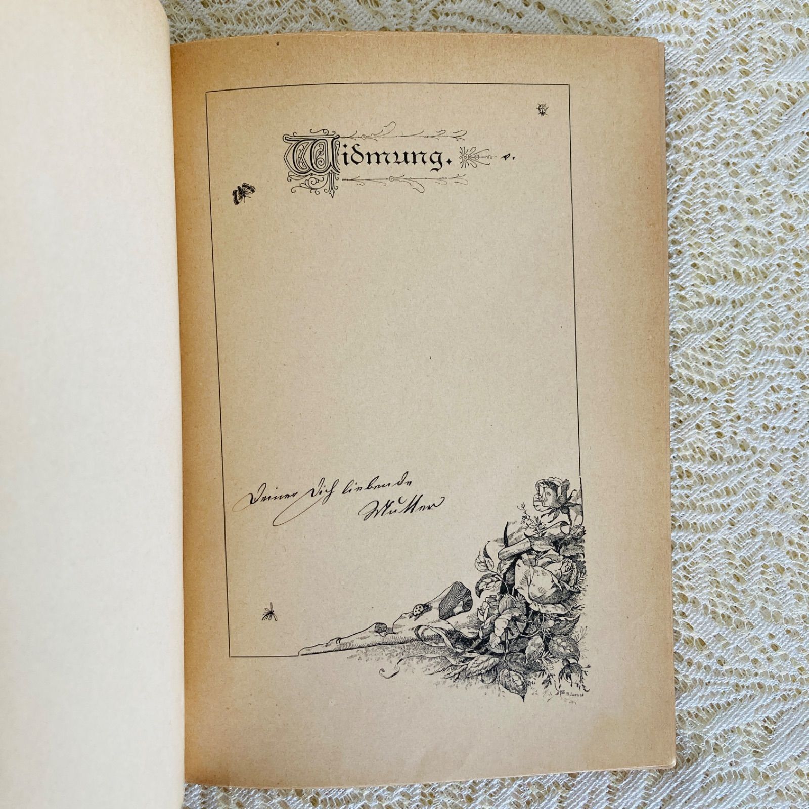 美しい花装丁のアンティーク詩選集 1910年頃 ドイツ語古書 インテリア