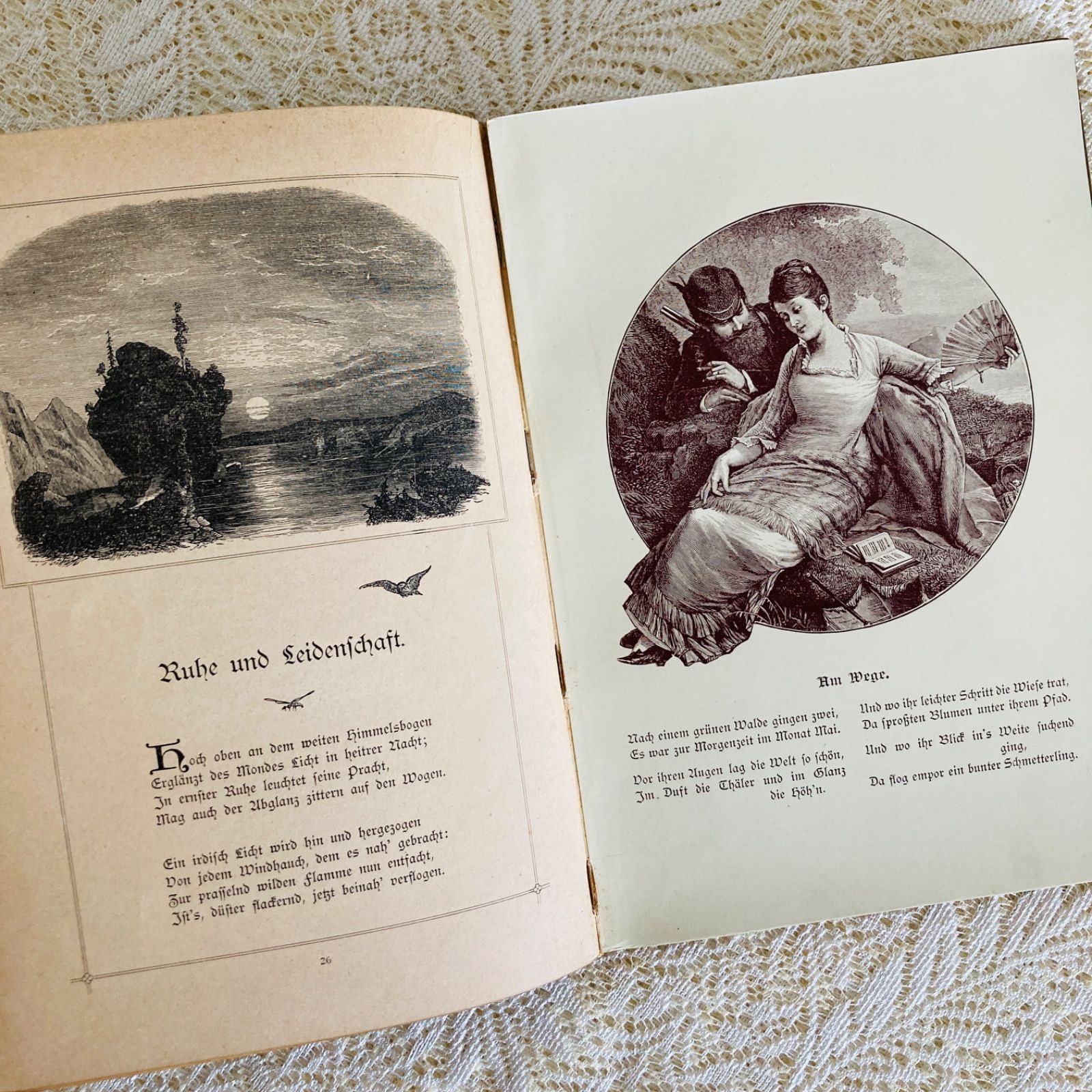 美しい花装丁のアンティーク詩選集 1910年頃 ドイツ語古書 インテリア