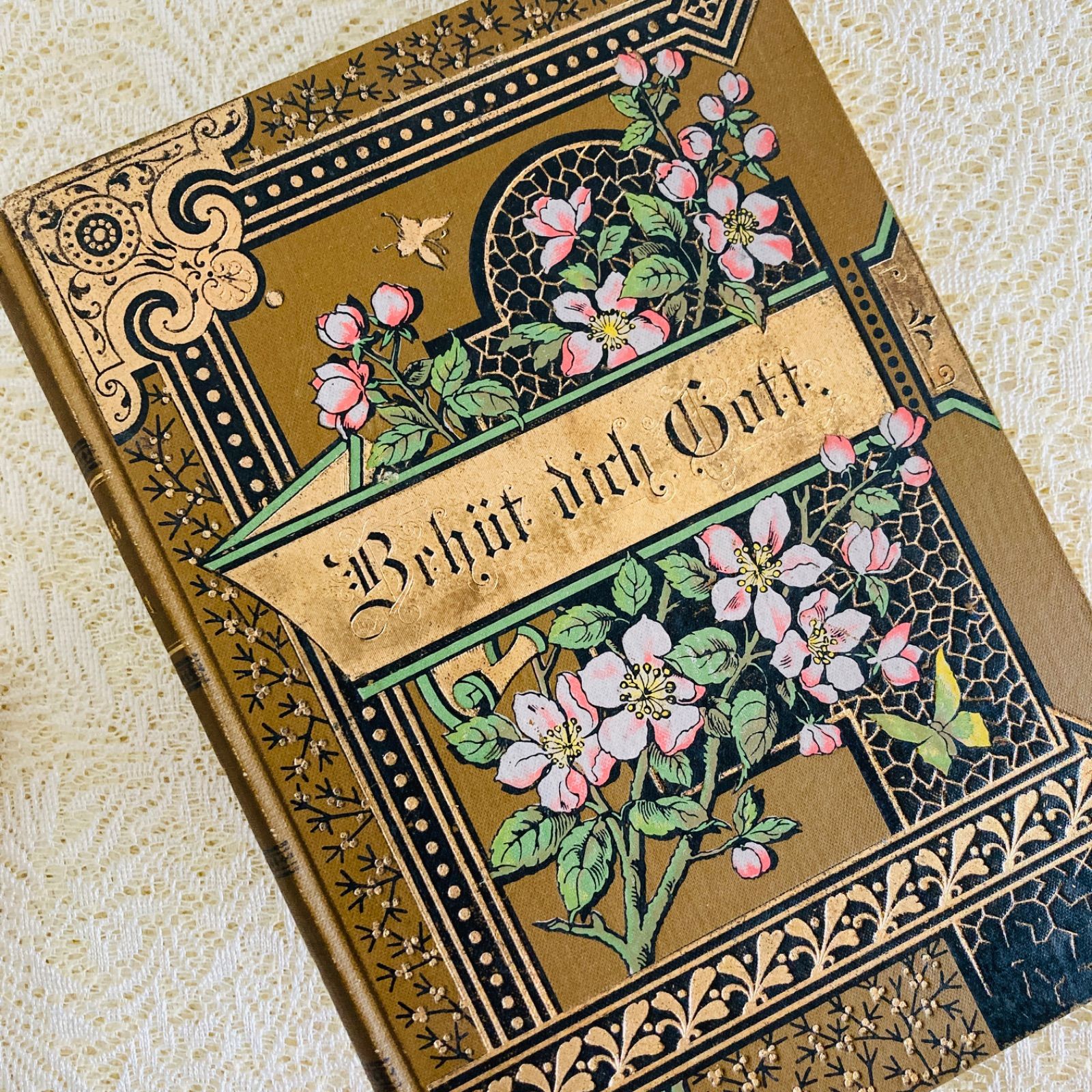 1894年　詩選集　ヴェレーナ・ソフィー　アンティーク　洋書　ドイツ　古書 美しい花装丁のアンティーク詩選集 1910年頃 ドイツ語古書 インテリア