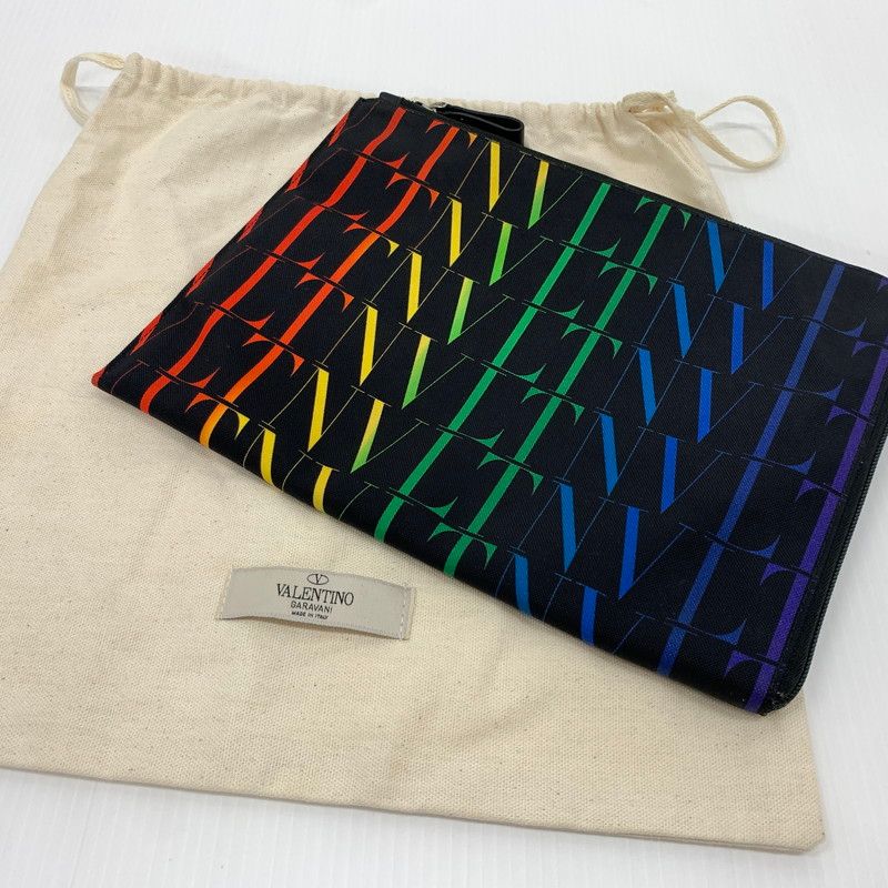 【中古品】 Valentino ヴァレンチノ RAINBOW LOGO CRUTCH BAG レインボー ロゴ クラッチバッグ カバン セカンドバッグ 【180-260714-ko-10-tei】
