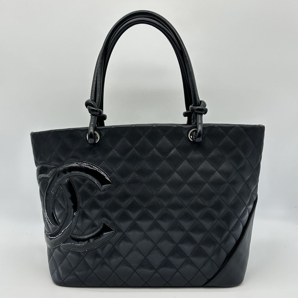 CHANEL シャネル カンボンライン ラージトートバッグ A25169 ブラック レザー レディース ココマーク トートバッグ