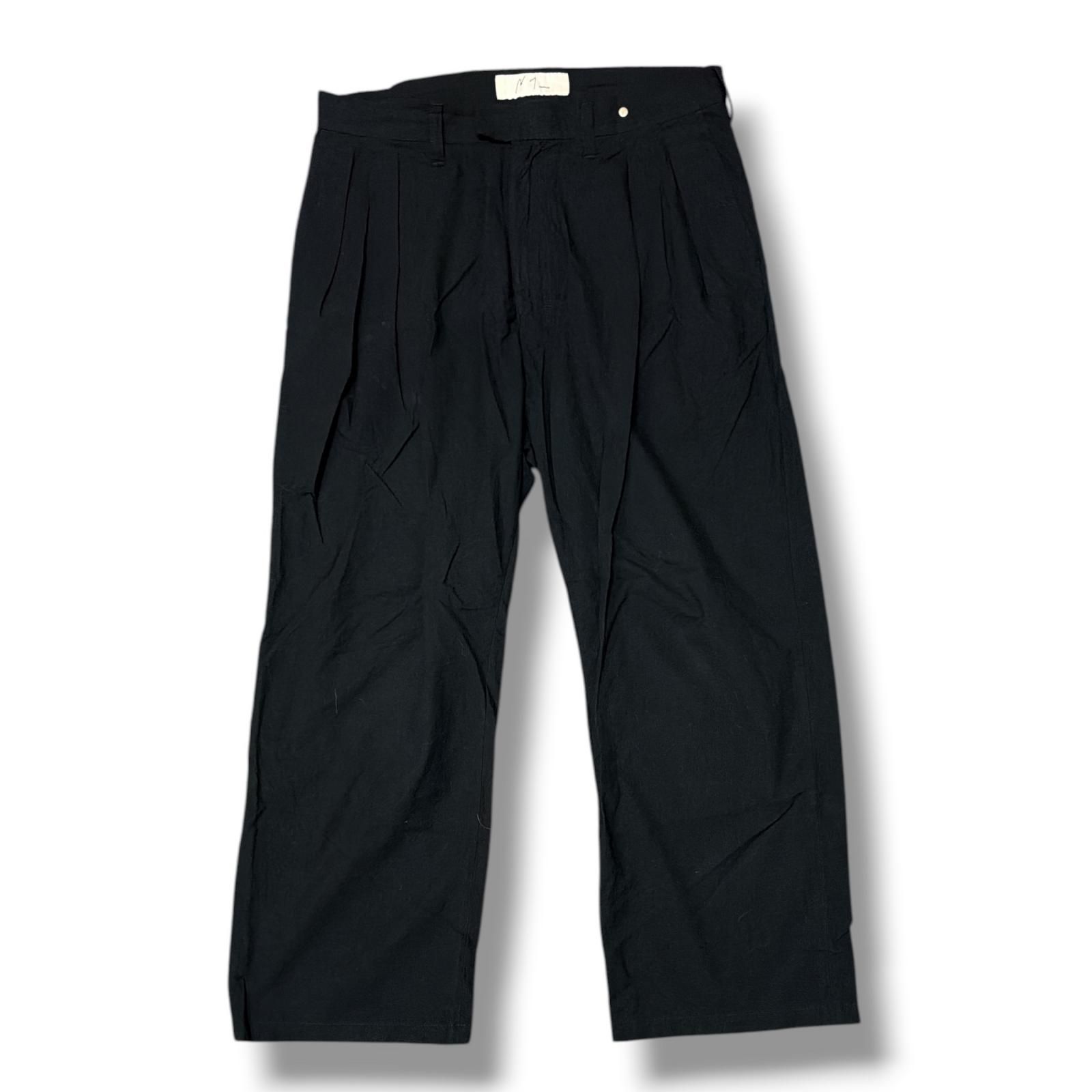 参考上代39600円 ANCELLM GARDEN別注 C/S MIDDLE STRAIGHT SLACKS EX ミドルストレートスラックスパンツ アンセルム ANC-GRD-PT02 ブラック 2 （19321M）