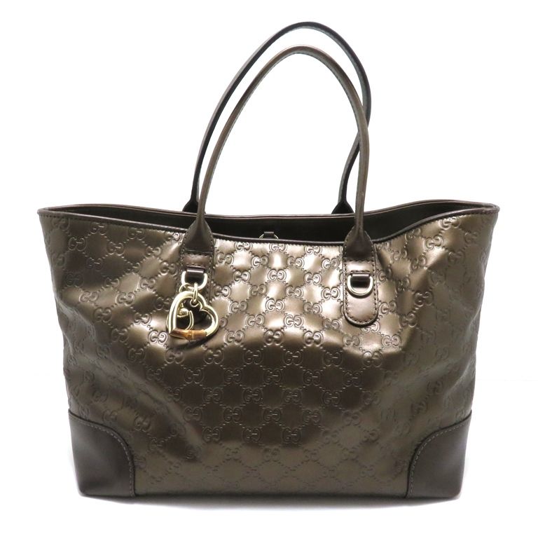 GUCCI グッチ ハートビット グッチシマ トートバッグ ブロンズ レザー/バンフ 269956 トートバッグ レザー/バンブー ブラウン レディース【中古】 41,141円