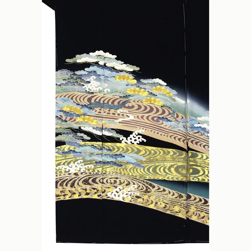 記念感謝祭【仕立無料】本金最高級品☆王朝流水豪華刺繍工芸松図☆特選