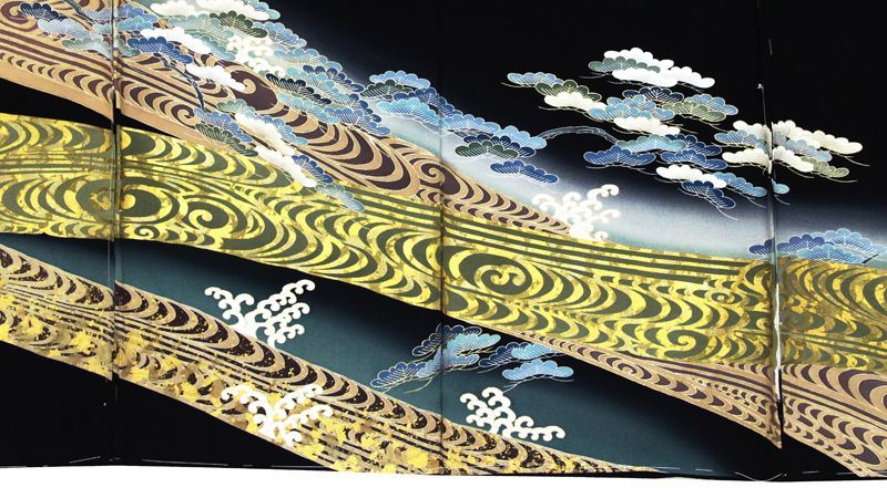 記念感謝祭【仕立無料】本金最高級品☆王朝流水豪華刺繍工芸松図☆特選