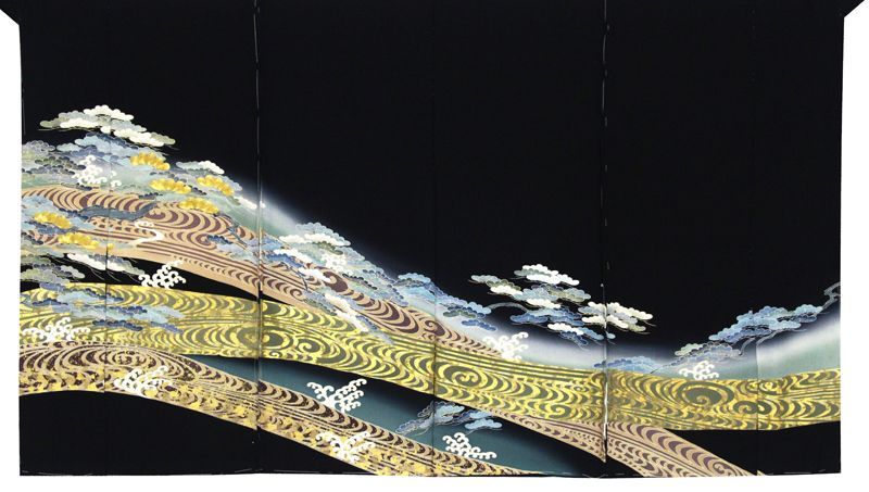 記念感謝祭【仕立無料】本金最高級品☆王朝流水豪華刺繍工芸松図☆特選