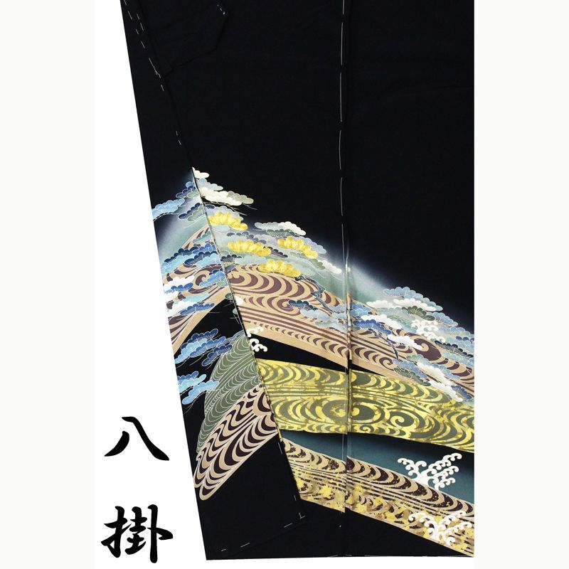新品☆最高級正絹（祝着）特選京友禅手描き美術特選染刺繍入り王朝横段豪華四季花筏文 記念感謝祭【仕立無料】本金最高級品☆王朝流水豪華刺繍工芸松図☆特選